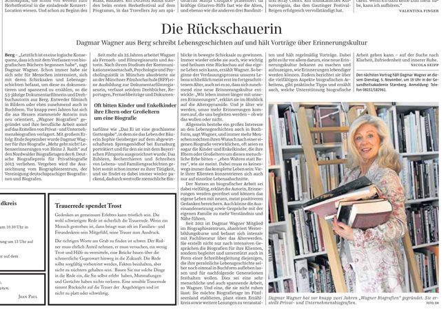 "Die Rückschauerin" - ein schöner Artikel von Nicola Seipp in der Süddeutschen Zeitung